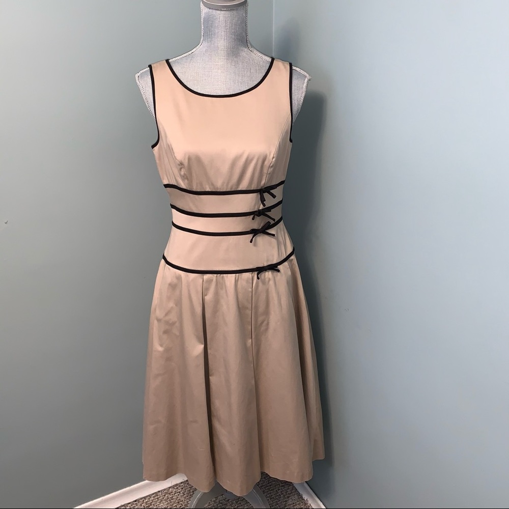 LIZ CLAIBORNE midi dress with bow details sleeveless wedding guest womens size 6
